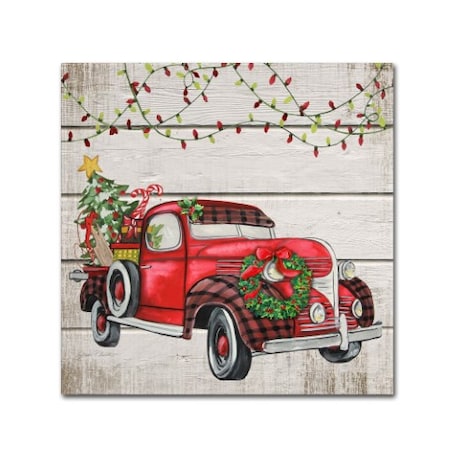 Jean Plout 'Vintage Christmas Truck 1' Canvas Art,18x18